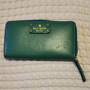 Kate Spade Teal Leather Zip Wallet